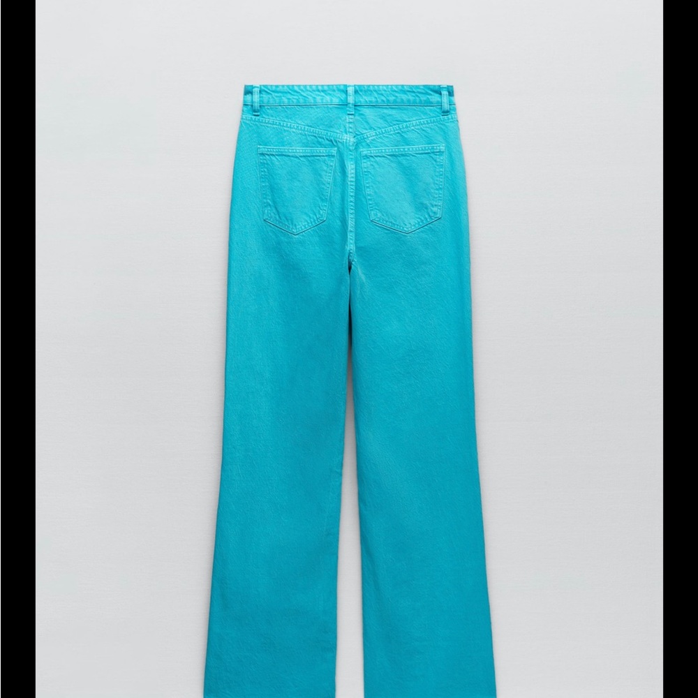 ZARA TURQUOISE WIDE LEG JEANS - Picture 2 of 8